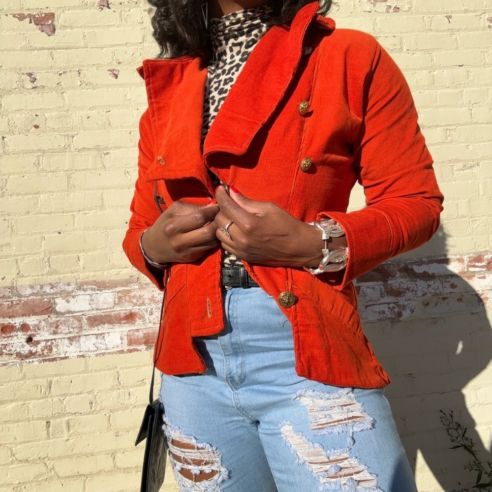 Custom made orange corduroy jacket size medium